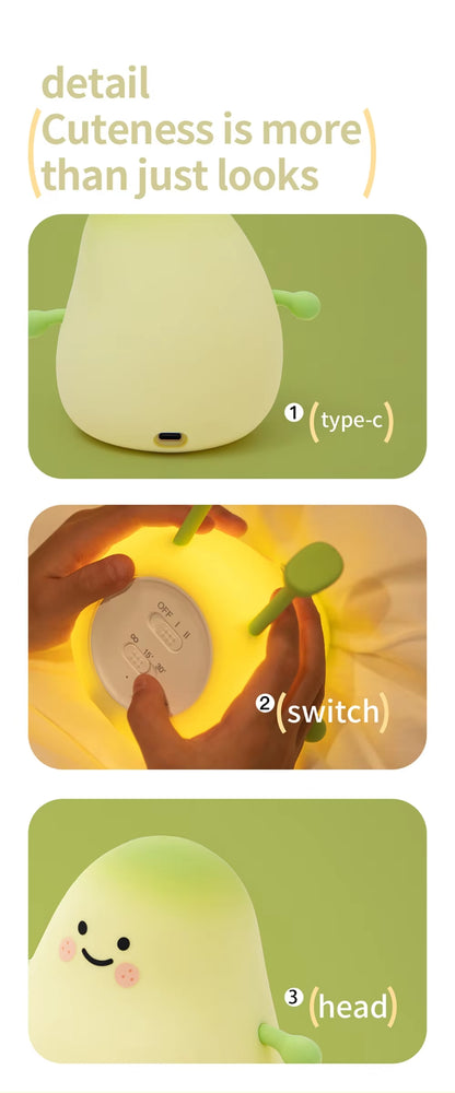 Fruit Silicone LED Night Light 7 Colors Dimming (USB Rechargeable)